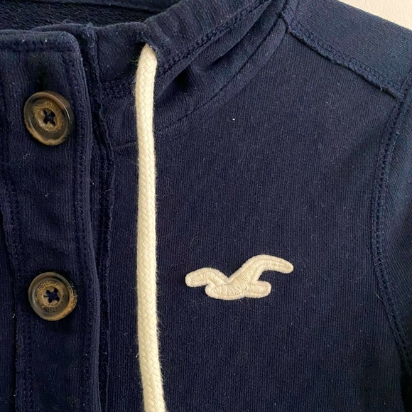 Hollister Dark Navy Blue Button Up Hoodie Size XS - Picture 4 of 6
